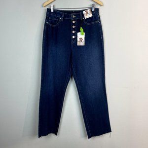 Sincerely Jules Jeans Womens 9/29 Blue High Waist Button Fly Mom‎ Stovepipe Dark